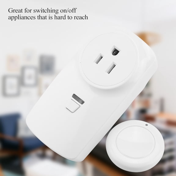 Nieyigj Household Wireless Remote Control Power Socket Outlet Switch for Lamp, 110V US Plug, Energy Saving Electrical Switch for Hard to Reach Appliances, 2.2 inches / 5.6 cm Width, White