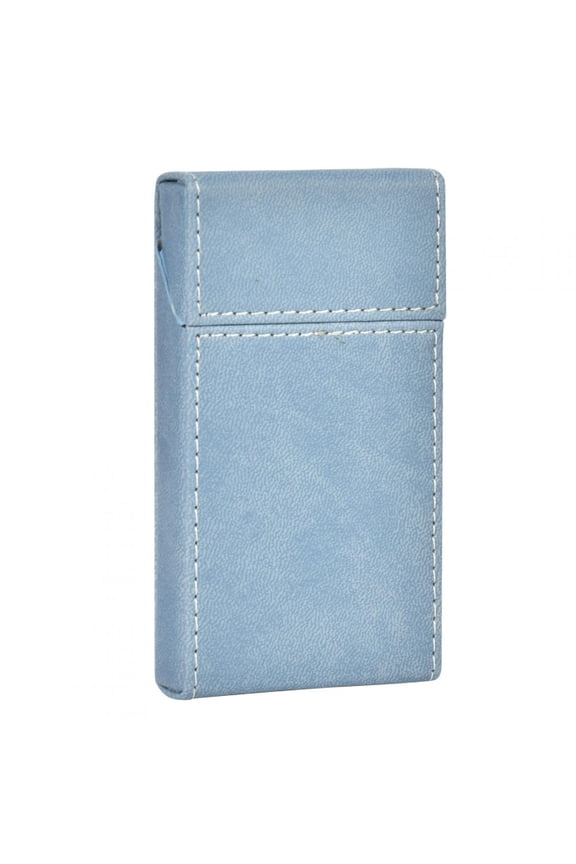 Innovative Portable Women Cigarette Storage Box Protection Case Container for 20pcs Cigarettes, PU Leather Slim Pocket Holder, Light Blue, Compact Size 4.3 inches / 10.8 cm, 1.4 oz / 39 g