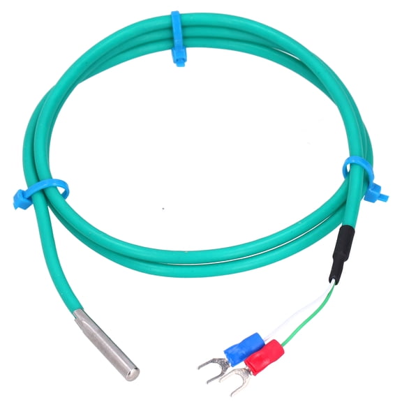 Nieyigj K Type Thermocouple Temperature Sensor Probe 0-200C 32-392F Waterproof Silicone Cable Green 5x30mm U-Shaped Terminal 2m 6.6ft For Industrial HVAC Measurement
