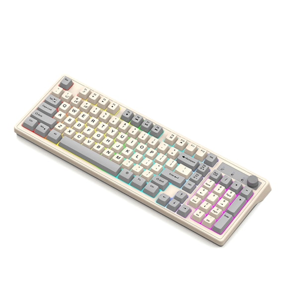 Nieyigj K98 2.4G Wireless Mechanical Keyboard 98-Keys Bluetooth Dual Mode Backlit Rechargeable Gaming PC Computer Keyboard with Volume Control Knob 15.83 inches / 40.2 cm Gray