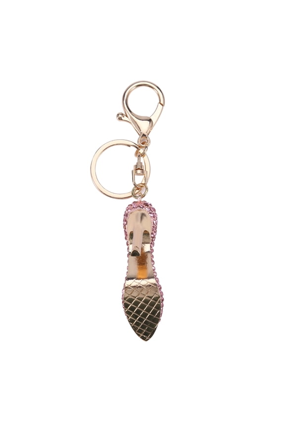 Key Chain Holder Ring Creative Alloy Rhinestone High Heel Keyring, Pink, 5 x 2 inches / 13 x 6 cm