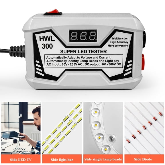 Nieyigj LED Lamp Bead TV Backlight Tester for All LED Lights Repair Output 0-300V Adaptive Voltage Digital Display Tool for LCD Screen US Plug White Edition