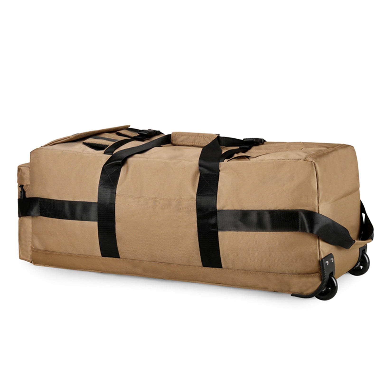 Nieyigj Large Foldable Travel Duffle Bag with Wheels, Water-Resistant Convertible Carry On Trolley Backpack (14.1 inches / 36 cm) - Khaki