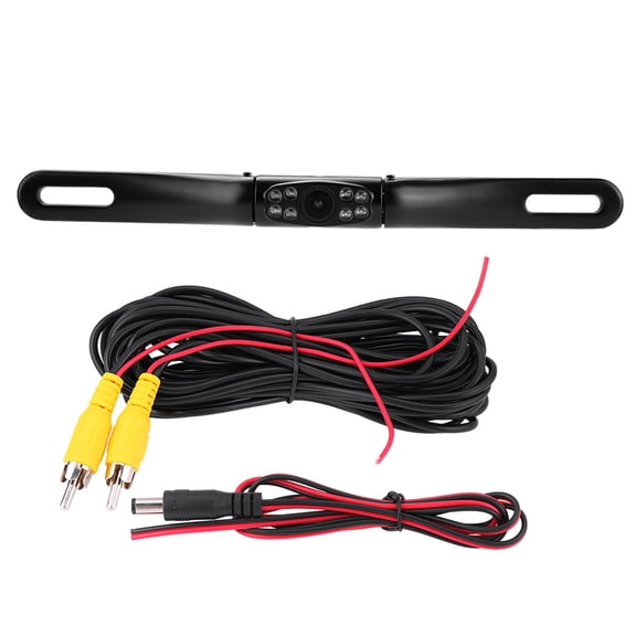 Nieyigj License Plate Rear View Backup Reverse Parking Camera with Infrared Night Vision Waterproof 180 Wide Angle 12V for Cars Trucks and Vans (10.23 inches / 26 cm)