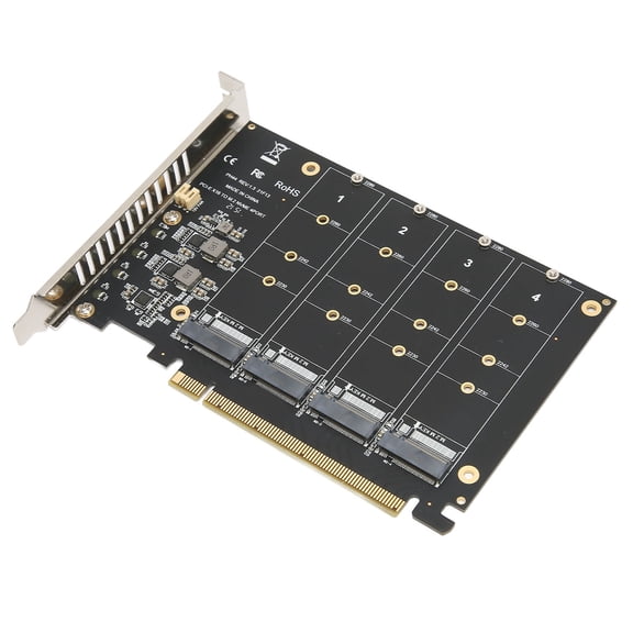 Nieyigj M.2 PCIE Adapter NVMe M.2 to PCIe 4.0 X16 Protocol 4 Bay SSD Transfer Expansion Card M.2 RAID X16 Split Card High Speed