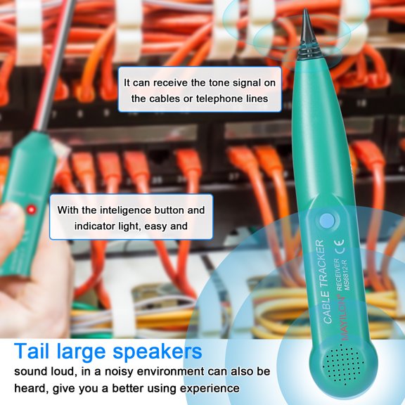 Nieyigj MS6812 Portable Telephone Wire Tracer and LAN Network Cable Tester for Cable Line Installation, 100Hz to 300kHz Receive Frequency Range, Easy to Use Inspection Utility Tool for Professional