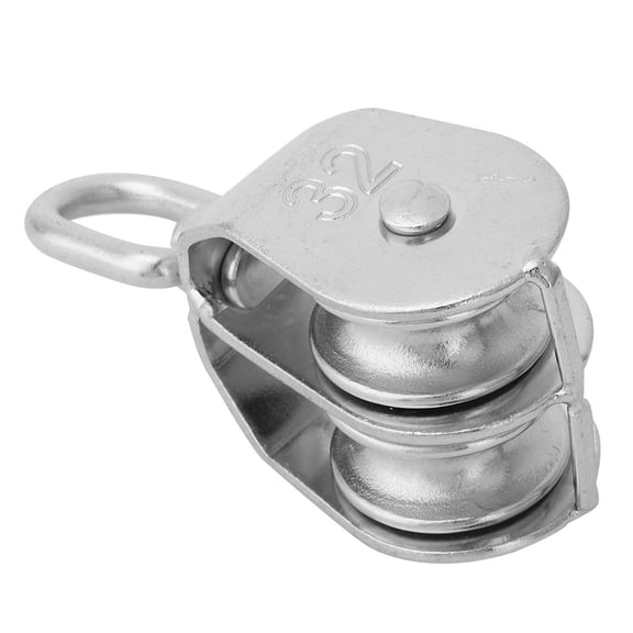 Nieyigj Marine Heavy Duty 304 Stainless Steel Double Wheel Swivel Pulley, 32mm (1.26 inches) Rigging Lifting Hardware for Sailboats, Yachts, and Fishing Boats, Anti-Rust Corrosion Resistant