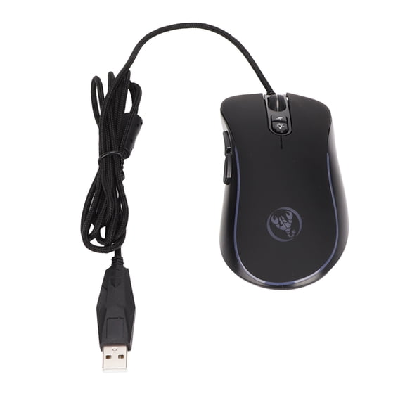 Nieyigj Mechanical Mouse 4800DPI Programmable High Accuracy Ergonomics ABS Gaming Mouse with 6 RGB Colors, Black, 10 inches / 25.4 cm