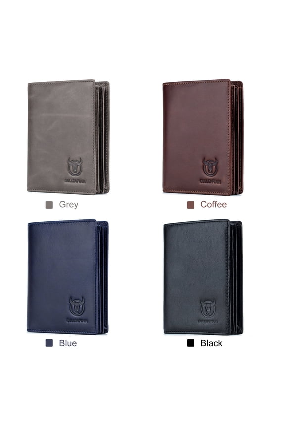 Men's Genuine Leather Wallet Vertical Bifold Credit Card Holder with RFID Blocking Large Capacity 15 Card Slots Premium Top Grain Cowhide Magic Box Packaging Coffee Brown (5.91 in / 15.0 cm)