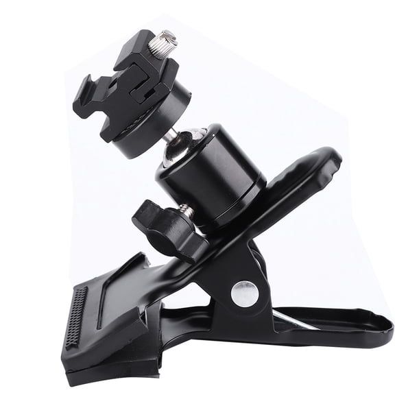 Nieyigj Metal Photo Studio Backdrop Clamp with Adjustable Ball Head and Cold Shoe Bracket, Heavy Duty 1/4 Inch Thread Mount Clip for Cameras, Light Stands, and Video Flash Speedlites
