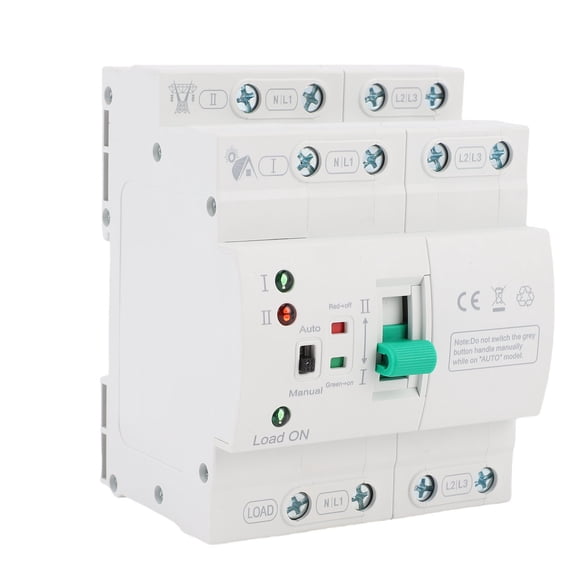 Nieyigj Mini ATS Automatic Manual Transfer Switch 4P 80A 220V Dual Power Selector DIN Rail Mount for PZ30 Distribution Box Super Thin PV Type Home Generator Switch