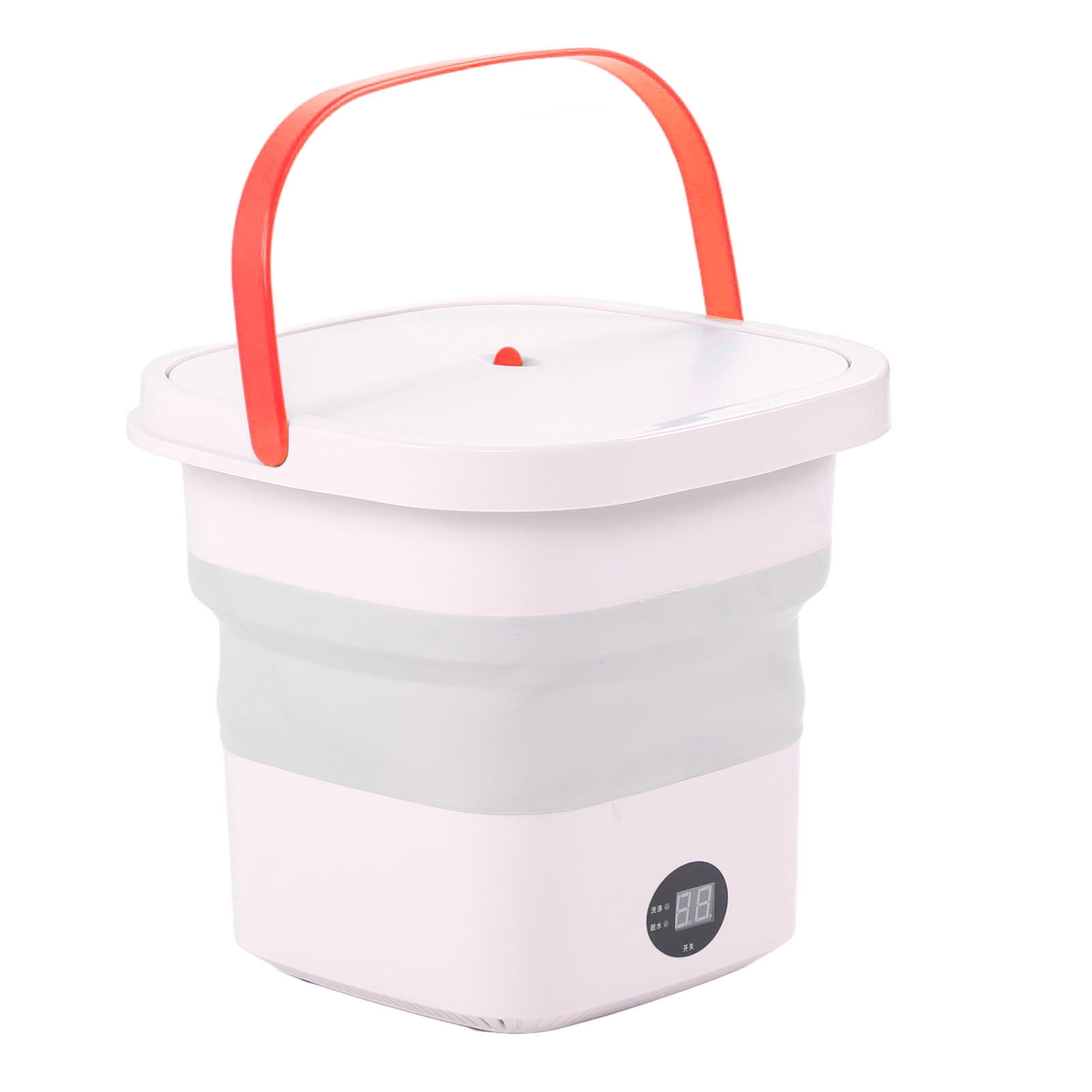 Nieyigj Mini Portable Bucket Washer 6L Foldable Automatic Washing Machine (1.58 Gallon / 6L) with LCD Panel Display for Dorms, RVs, and Travel