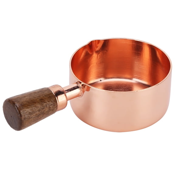 Nieyigj Mini Stainless Steel Measuring Cup, Rose Gold Sauce Pan with Wooden Handle and Pour Spouts for Fine Condiments, Syrups and Portions (1/4 Cup / 60 mL)