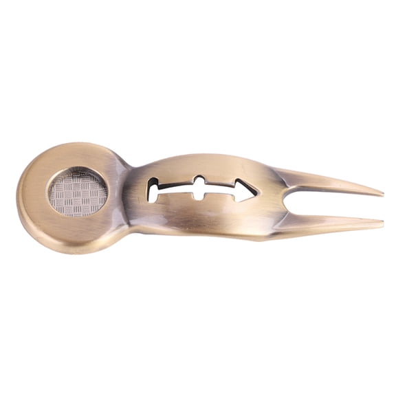 Nieyigj Multi Function Aluminum Alloy Golf Divot Tool Green Lawn Repair Fork Magnetic Ball Marker 3-in-1 Design 3.42 inches / 8.7 cm Length Gold Lightweight Golfing Accessory For Enthusiasts