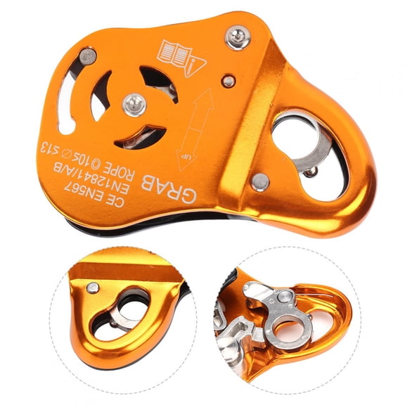 Nieyigj Outdoor Climbing Grab Rope Self Locking Fall Protection Safety Rope Protector, Aluminum-Magnesium Alloy Belay Device For Rock Climbing & Rappelling, Orange, 3.94 inches / 10.00 cm