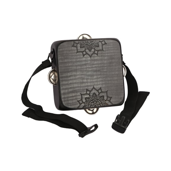 Nieyigj Portable Cajon Flat Hand Drum Wooden Percussion Instrument Wearable Travel Box Drum Tiger Stripe Maple Panel Outdoor Acoustic Accompaniment Black (7.09x7.09x2.17 in / 18x18x5.5 cm)