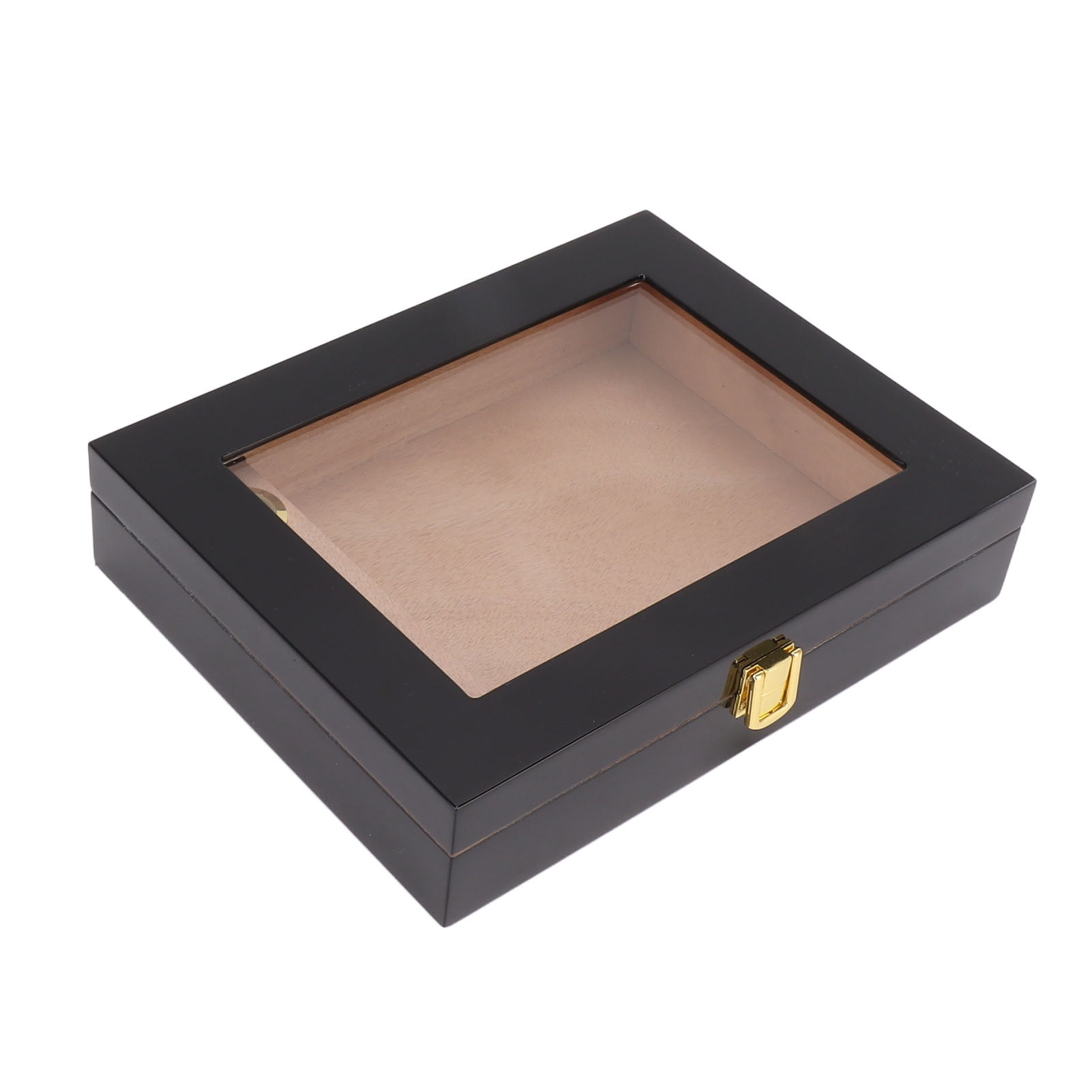 Nieyigj Portable Cigar Humidor Box with Transparent Window and Mechanical Hygrometer, Real Wood Cigar Case Capacity 20 Cigars (9.4 x 7.3 x 2.0 inches / 24 x 18.5 x 5 cm)