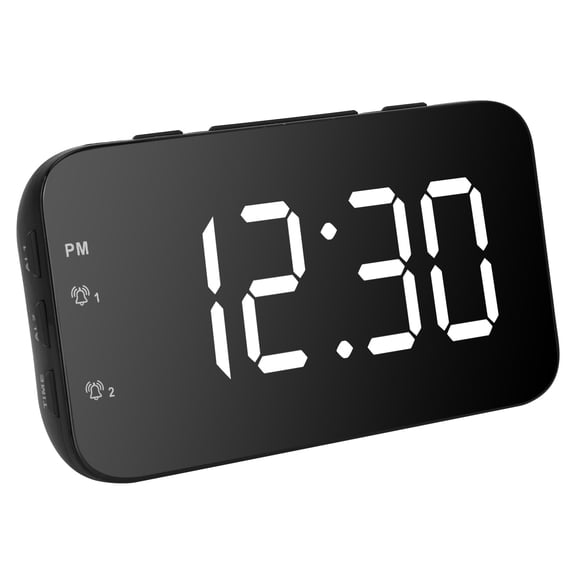 Nieyigj Portable LED Digital Alarm Clock for Bedroom Office Desk, Smart Voice Control & Temp Display, Dual Power Supply with Snooze Function, Modern Compact Table Clock, 4.8 inch / 12.3 cm, White