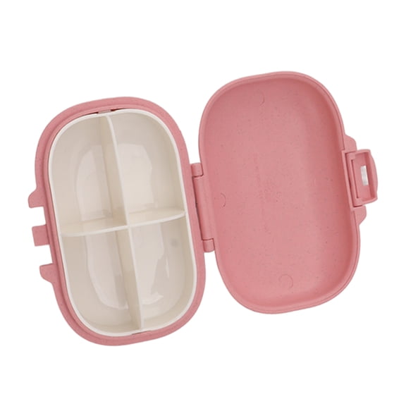 Nieyigj Portable Medicine Organizer Planner Box, 3.74 inches / 9.5 cm 4-Compartment Macaron Pill Case for Travel, Pink [cite: 11, 12]
