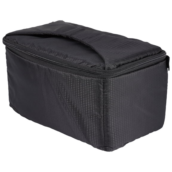 Nieyigj Portable Overlap Zipper Padded Pouch Waterproof DSLR Camera Lens Bag with 3 Compartments & Carry Strap (10.24x5.91x5.51 inches / 26x15x14 cm), Black[cite: 1]