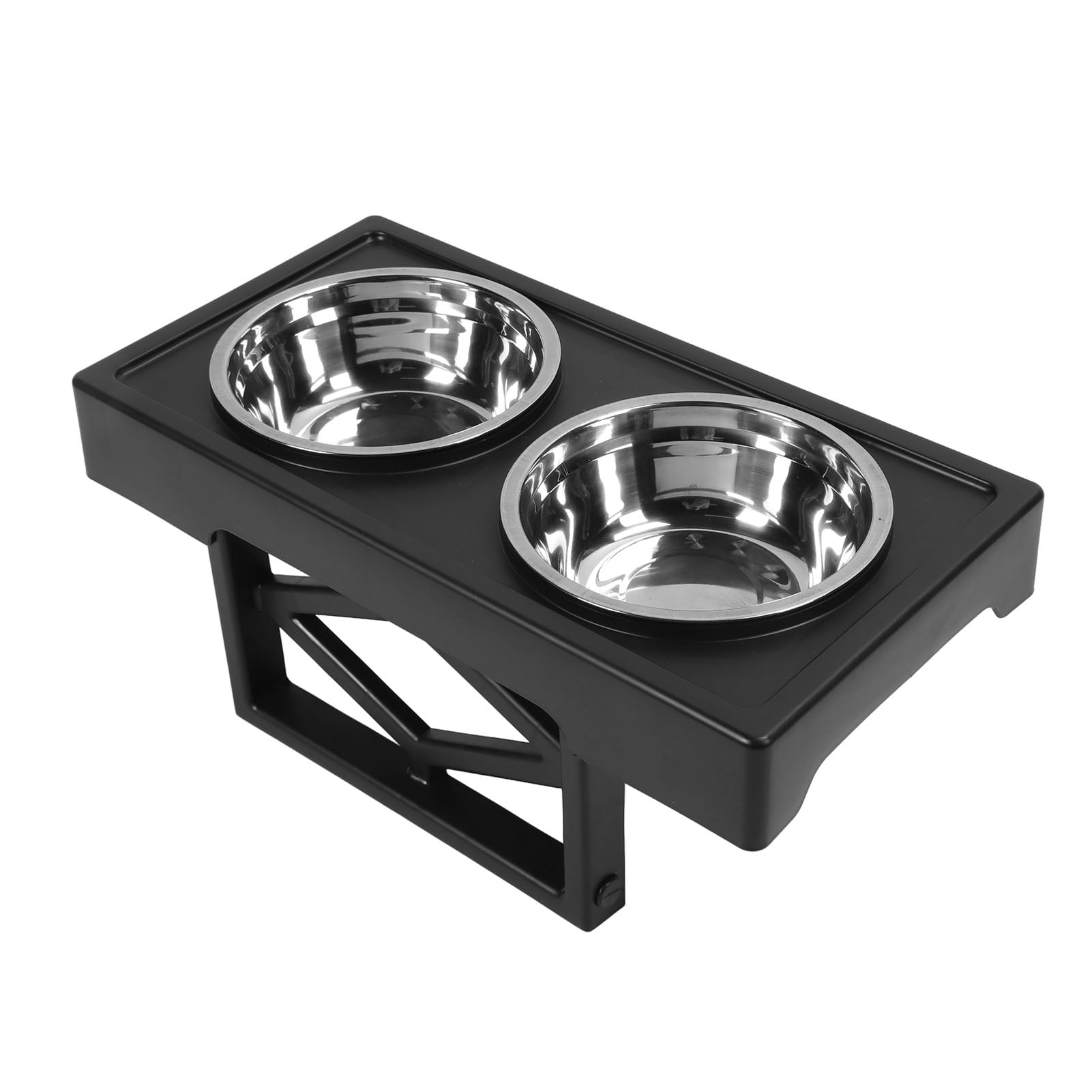 Nieyigj Premium Elevated Dog Bowls Prevent Slip Height Adjustable Raised Dog Bowl Stand with 2 Removable Stainless Steel Food Bowls for Dogs Cats, 19.68 inches / 50 cm Black