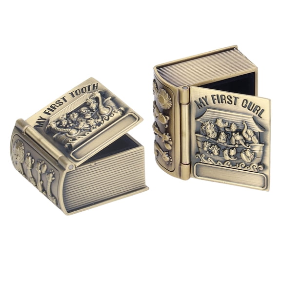 Nieyigj Premium Metal Tooth Keepsake Box Exquisite Polishing Process Engraving Pattern Durable Baby Tooth Box Organizer for Kids Memory Preservation Bronze Decorative Box (1.57 inches / 4 cm)