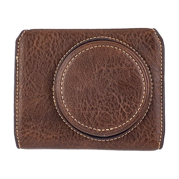 Nieyigj Premium PU Leather Digital Camera Case with Removable Shoulder Strap, Protective Storage Bag Compatible with Canon G7X Mark II / G7X Mark III, Portable Dark Brown Pouch (4.72 in / 12 cm)