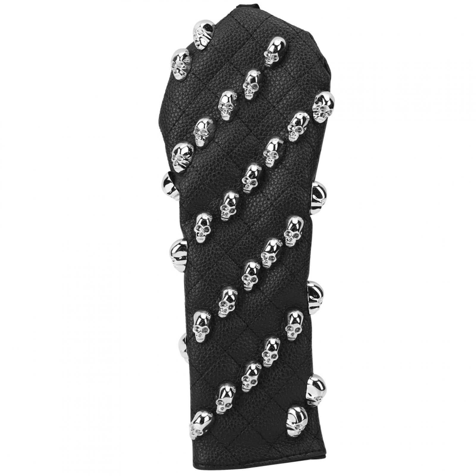 Nieyigj Premium PU Leather Skull Golf Club Head Cover for Hybrids, Water-Resistant Padded Protection, Small Black (11.6 in / 29.5 cm) Headcover Accessory