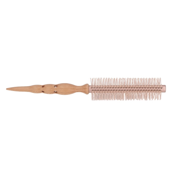 Nieyigj Professional Round Hair Brush for Blow Drying, Small 0.3 inch / 8 mm Wood Barrel Roller Brush with Nylon Bristles for Salon Styling, Volume and Curls, Comfortable Beech Wood Handle