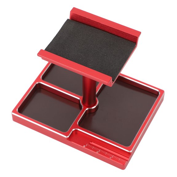 Nieyigj RC Work Stand Aluminum Alloy Repair Workstation Kit Magnetic Screw Tray for 1/18 1/24 Scale Rock Crawlers SCX24 FCX24 Model Vehicle Accessories Red