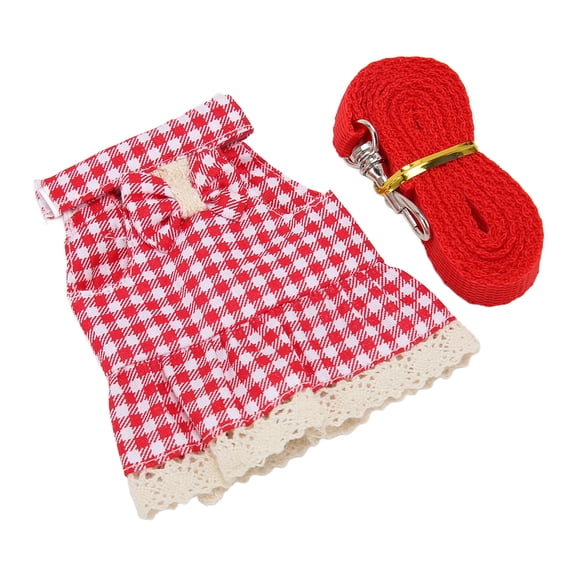 Nieyigj Rabbit Leash Harness Set, Adjustable Soft Comfortable Bunny Dress with Traction Rope for Small Animal Daily Walking, Size S (11 inches / 27.9 cm), Red Plaid, Pet Harnesses Vest