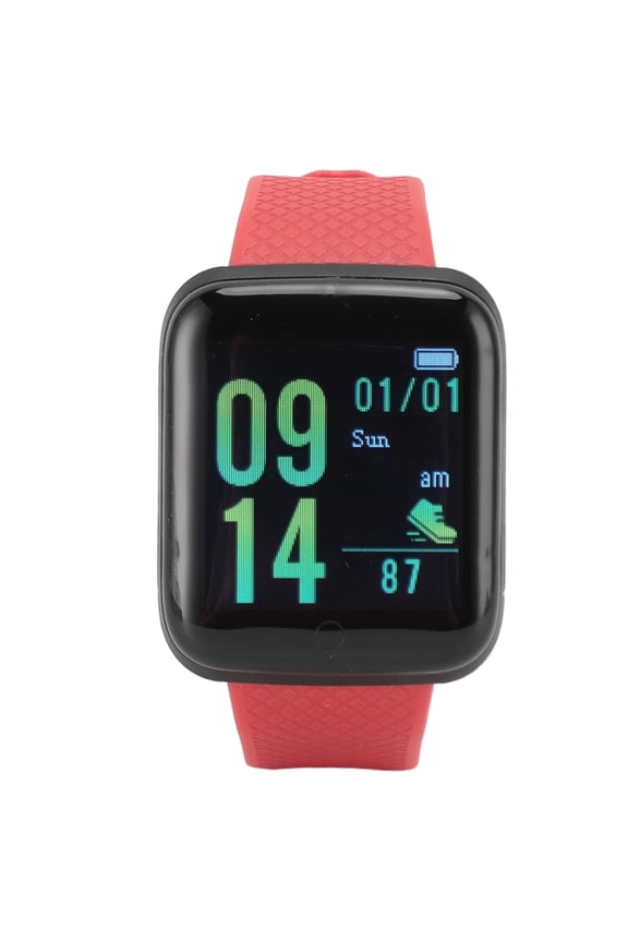 Red Smart Fitness Tracker Watch Sleep Monitor Calorie Counter IP65 Waterproof Message Reminder Activity Tracker for Men Women Health Wellness