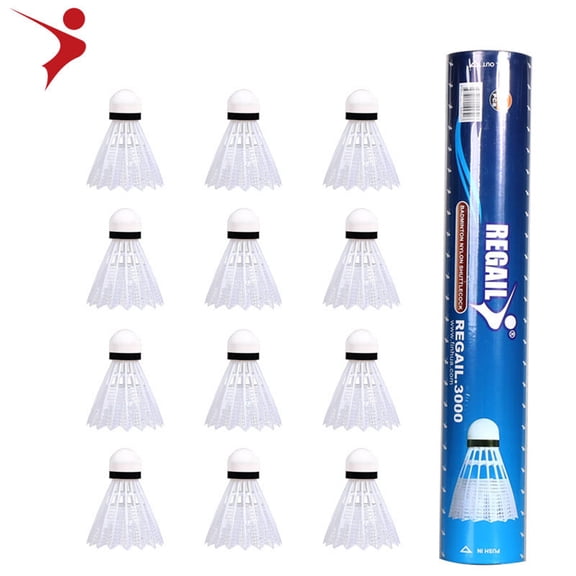 Nieyigj Regail Imitation Nylon Feather Badminton Shuttlecocks Set For Indoor Outdoor Sports, 12 Count, White