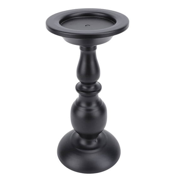 Nieyigj Retro Iron Pillar Candle Holder 8.66 inches / 22 cm Metal Elegant Decorative Candlestick Table Ornament for Wedding, Dinning Party, Anniversary, Black