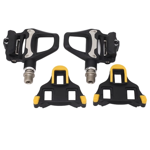 Nieyigj Road Bike Pedals with SPD System Adjustable Tension Chrome Moly Axle Efficient Self Locking Bicycle Pedals, Nylon Body, Includes Cleats and Accessories, Black, 1 Pair