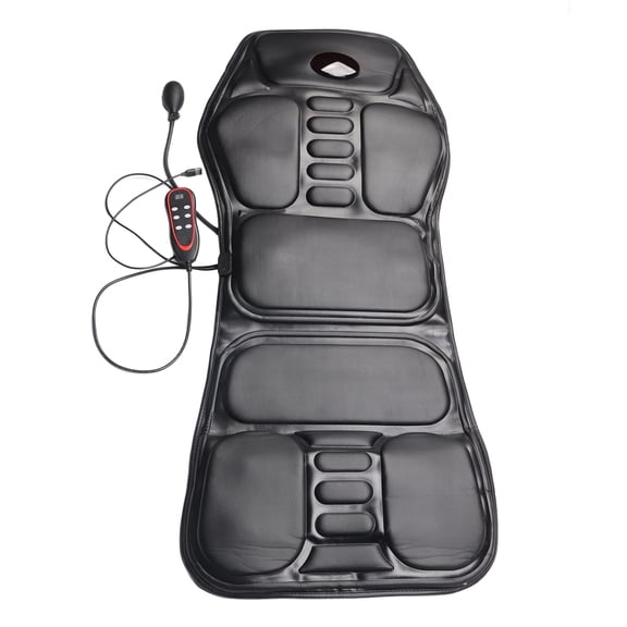 Nieyigj Seat Massage Cushion with Heat, 9 Modes PU Leather Gasbag Kneading Back Massager Pad for Fatigue Relief, Black