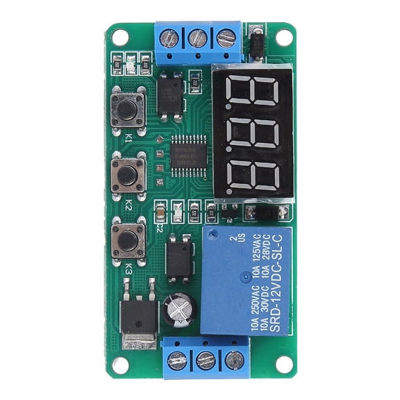 Nieyigj Single Channel Timer Control Switch Relay Module Trigger Cycle Adjustable DC 12V Delay Relay Green Board Industrial Grade Stability High Performance (2.53 inches / 64.2 mm)