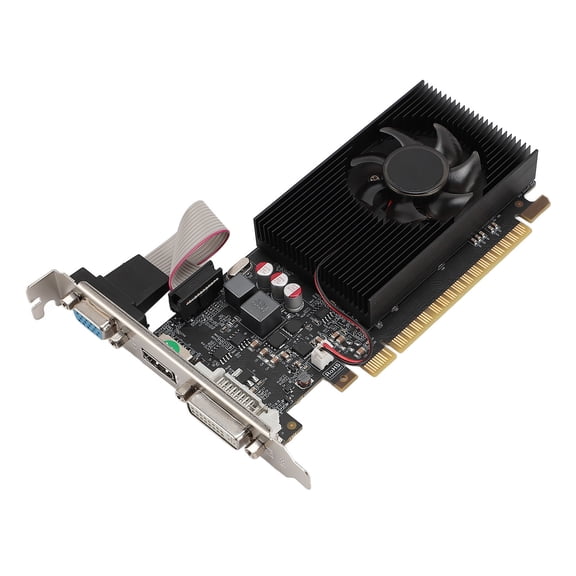 Nieyigj Single Slot Graphics Card 2GB GDDR3 PCIE 2.0 Thin Low Profile 64-Bit Desktop Video Card with VGA, HDMI, DVI Interfaces, Cooling Fan for Compact PC Builds