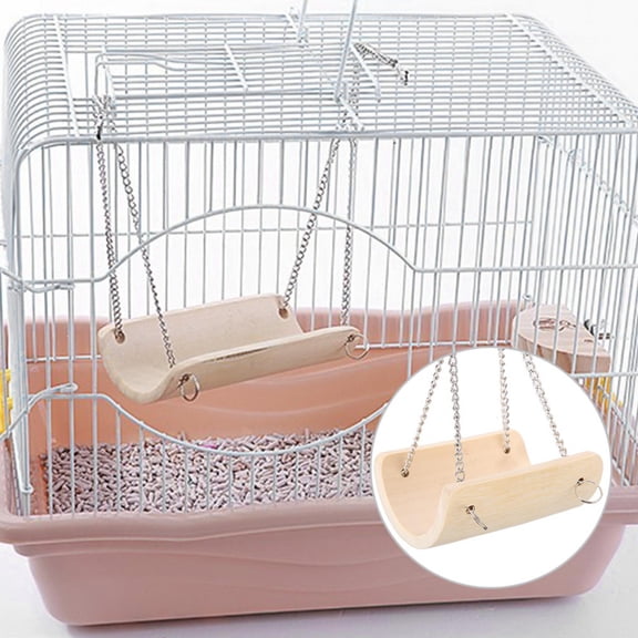 Nieyigj Small Animal Hamster Wood Swing Hanging Cage Toy Natural Play Accessory for Mouse Gerbil, 3.5x3 in / 9x7.5 cm
