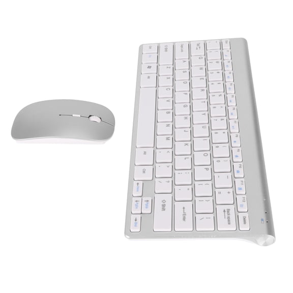 Nieyigj Smart Wireless Keyboard Mouse Combo Set, Slim Portable 2.4GHz Silent Optic Mouse & Compact Keyboard for Office PC Desktop Computer Laptop Smart TV, Silver (14.5 inches / 37 cm)
