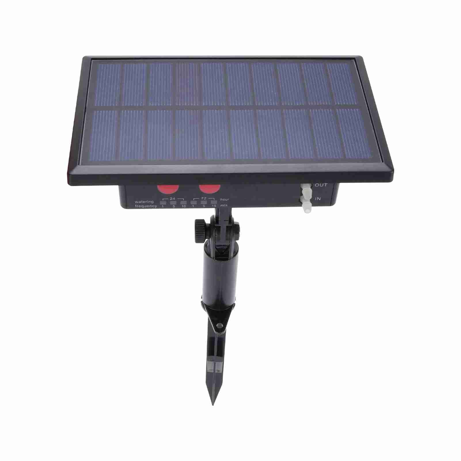 Nieyigj Solar Drip Irrigation Kit for 10 Potted Plants, Includes 6 Timer Modes, 400ml/min Flowrate, 32.8 ft / 10m Hose, and Automatic Plant Watering Devices with Inserted Stake, Black