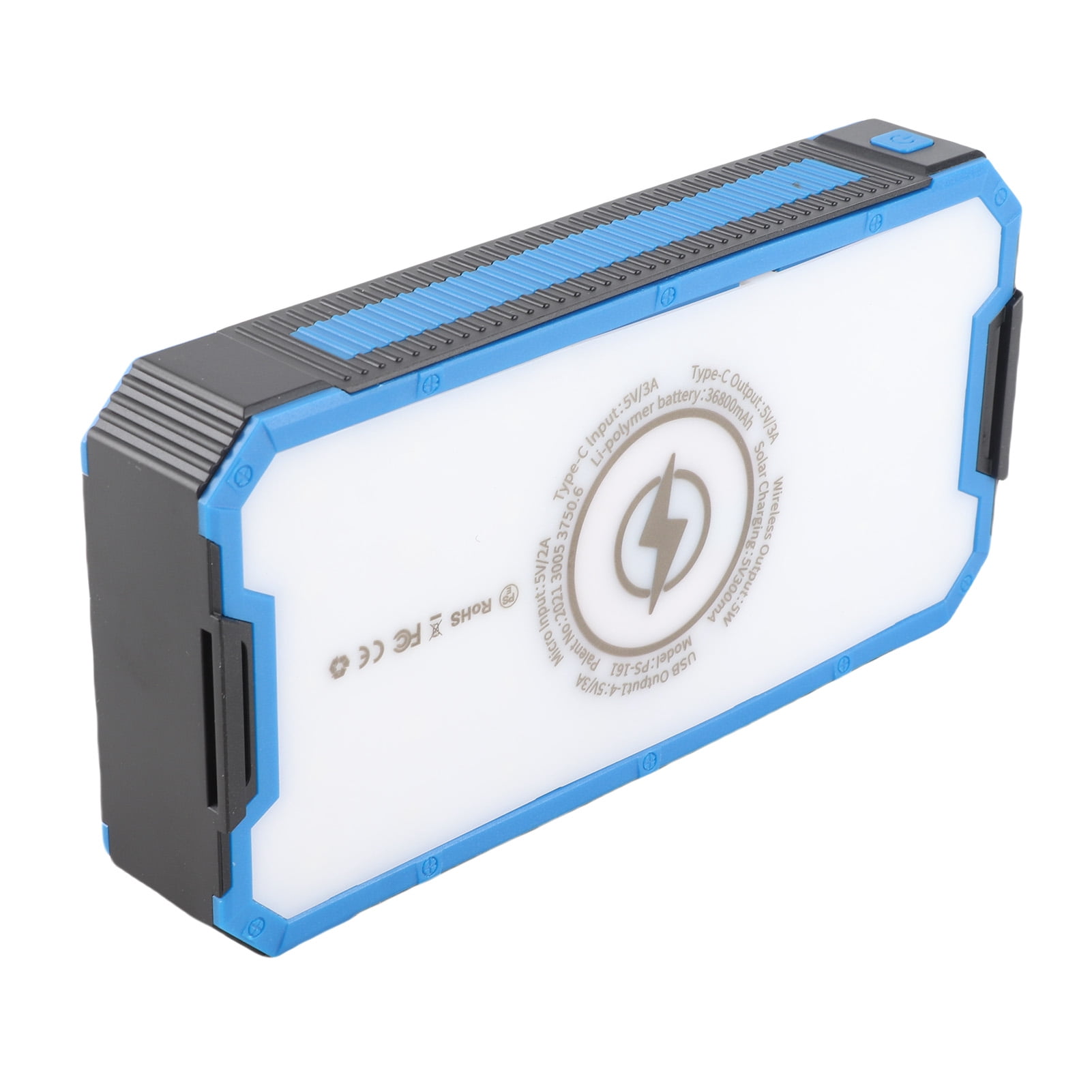 Nieyigj Solar Power Bank 36800mAh / 136.16Wh Portable External Battery Pack with 34 LEDs 4 USB Outputs Type C Micro Inputs for Outdoor Camping Hiking
