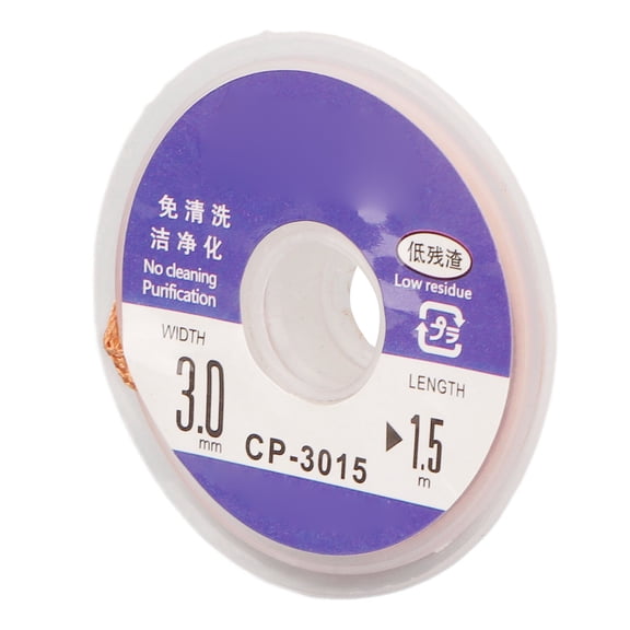 Nieyigj Solder Wick Low Residue Tin Removing No Clean Soft Desoldering Wick Braid 4.9ft / 1.5m for PCB CP 3015