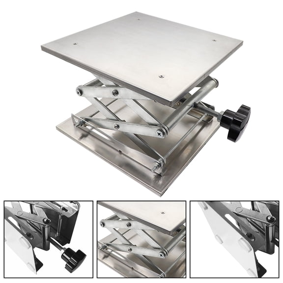 Nieyigj Stainless Steel Lift Tables Mini Portable Lab Lifting Platform Stand Rack for Chemistry Biology Experience and Soldering Work Adjustable Height 3.94 x 3.94 inches / 100 x 100 mm