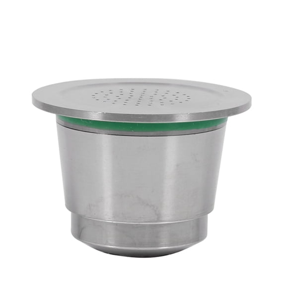 Nieyigj Stainless Steel Refillable Reusable Coffee Capsule Pod With Plastic Spoon, Silver (1.46 inches / 3.7 cm)