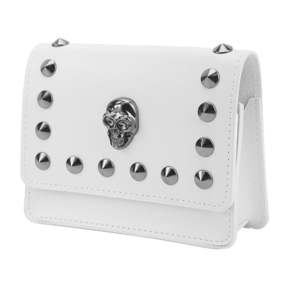 Nieyigj Stylish Golf Rangefinder Carrying Case White Synthetic Leather Protection Cover with Rivets Portable Waist Bag for Laser Rangefinders Measurement Tool Storage Box Universal Fit 5.5 inches