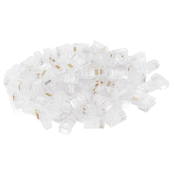 Nieyigj TF1013D CAT5 RJ45 Connector 8P8C Ethernet Cable End Crystal Head for Premium Network Communication Pro Grade Ethernet Crimp Ends Gold Plated 3 Prong Jacks Pack of 100 Counts (5.5 in / 14 cm)