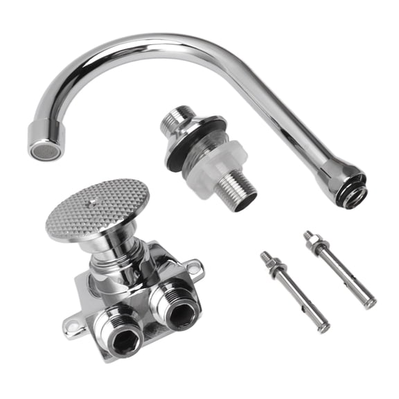 Nieyigj Touchless Foot Pedal Faucet Hands Free Floor Mount Water Control Valve Flexible Hose Kit Copper Kitchen Sink Tap Replacement Accessories 6.3 in / 16 cm Reach