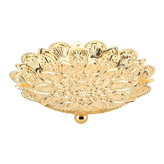 Nieyigj Turkish Serving Tray Round Flower Shape Retro Embossed Pattern Elegant Metal Coffee Tea Serving Tray 5.51 inches / 14 cm