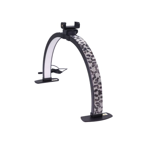 Nieyigj U-Shaped Half Moon Nail Work Light Salon Desk Lamp with Phone Holder, Adjustable LED Lighting for Manicure Lash Extensions, Cow Print Small Pattern Size (16.93 inches / 43.0 cm)